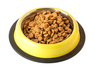 A Steel Bowl full of dog-food.