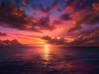 Fototapeta na wymiar sunset over the sea by Generative AI