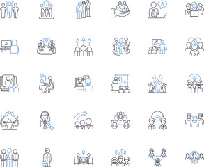 Business governance line icons collection. Accountability, Authority, Transparency, Ethics, Compliance, Oversight, Decision-making vector and linear illustration. Generative AI