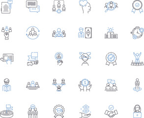 Career boosting line icons collection. Advancement, Promotion, Nerking, Skills, Education, Experience, Leadership vector and linear illustration. Mentorship,Growth,Development outline Generative AI