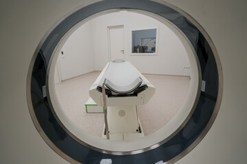 Fototapeta premium Medical computed tomography equipment in clinic device for research concept of medicine and health