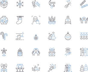 Fototapeta premium Blissful New Year line icons collection. Renewal, Celebratory, Festive, Joyful, Reflection, Grateful, Hopeful vector and linear illustration. Prosperity,Cheerful,Optimistic outline signs Generative AI