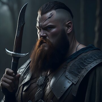 Wiking with sword after fight
