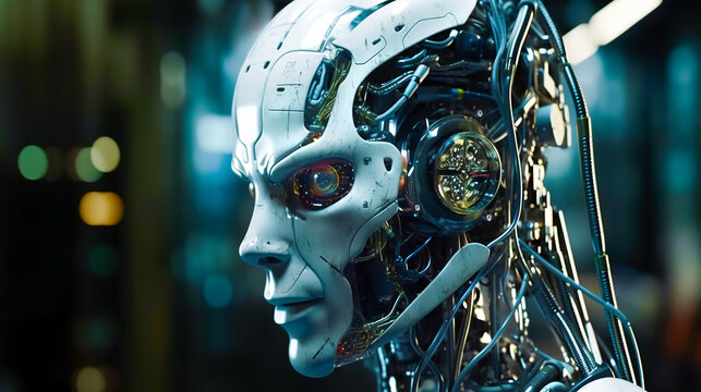 Artificial intelligence. Cyborg. AI generated.
