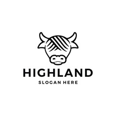 Minimalist highland cow logo