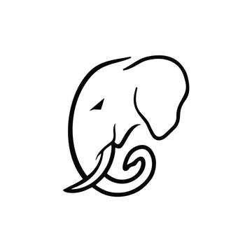 Simple Elephant Head Logo Design Vector