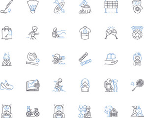 Activity line icons collection. Running, Cycling, Hiking, Swimming, Yoga, Dancing, Skiing vector and linear illustration. Snowboarding,Surfing,Rock climbing outline signs set Generative AI