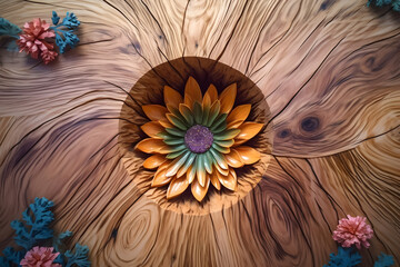 wooden colorful flower background