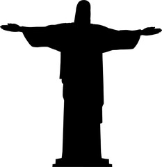Illustration, black and white silhouette Christ the Redeemer Rio de Janeiro Brazil