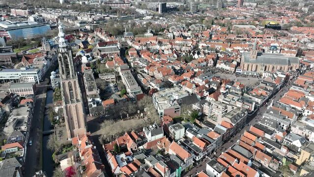 Amersfoort city center and the Onze Lieve Vrouwekerk in the Netherlands.
