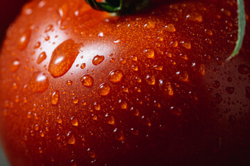 Ripre tomato with dew on the skin.