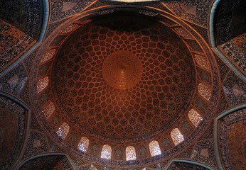 Isfahan, Iran, 21 February, 2014. Sheikh Lutfullah Mosque, located in Isfahan, Iran, was built in the 17th century. Very rich tile art was applied.