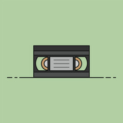 Fototapeta premium minimalist illustration of vhs video cassette tape flat icon retro tech 90s 80s nostalgia memories 