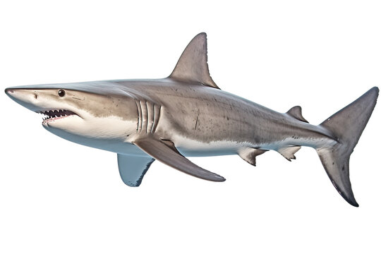 Isolsted great white shark on transparent background, cutout , Generative AI