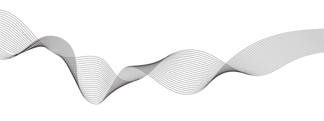 Abstract wavy grey stream element for design on transparent background isolated. Wavy white and grey lines background. Abstract business wave curve lines background