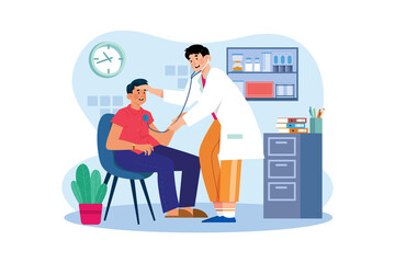 A doctor examines a patient to diagnose an illness or injury.