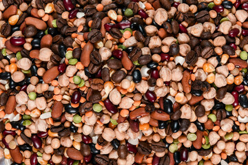 Miscellaneous mixed seeds in pile formed background texture
