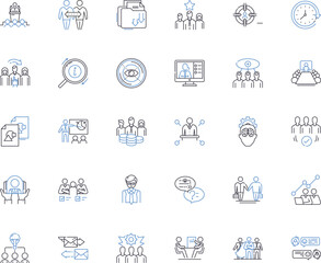 Supervision ideation line icons collection. Leadership, Oversight, Mentorship, Guidance, Direction, Management, Accountability vector and linear illustration. Authority,Support,Training Generative AI