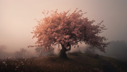 Beauty in nature pink blossoms on tree branch generated by AI