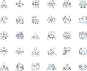 Fototapeta na wymiar Session line icons collection. Collaboration, Interaction, Engagement, Learning, Development, Progress, Growth vector and linear illustration. Focus,Concentration,Determination outline Generative AI