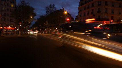 Night traffic in the city lights.