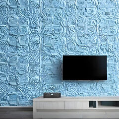 Breathtaking Textured 3D Wall with an Artistic Flair in Light Blue and White Shades. Generative AI