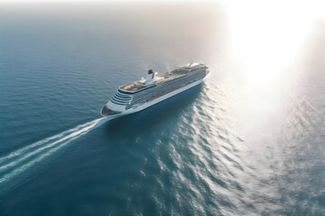 Naklejka premium Cruise ship in the ocean, summer vacation, Generative AI 1