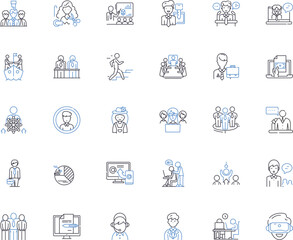 Social gathering line icons collection. Celebration, Event, Get-together, Gathering, Meetup, Festivity, Occasion vector and linear illustration. Reunion,Party,Soiree outline signs set Generative AI