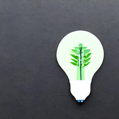 Innovative Paper Cut of Light Bulb with Eco City in Green Landscape. Generative AI