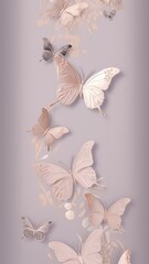 Group of golden butterflies flying on gray background design for greeting card, wedding invitation, romantic event illustration, birthday, valentines day, wallpaper