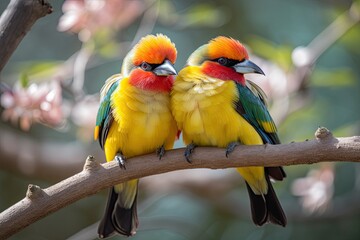 Colourful Birds Thrive in the Wild During a Vibrant Spring Day. Generative AI