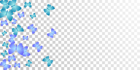 Exotic blue butterflies flying vector wallpaper. Spring pretty moths.