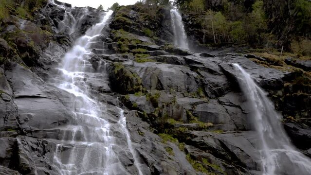 Spectacular landscape on the Dolomite waterfalls of Nardis