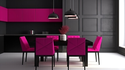 Modern black and pink kitchen