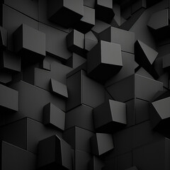 minimalistic black background with created from black cubes. Generated AI