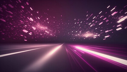 pink light particles in motion on a black background. Generated AI