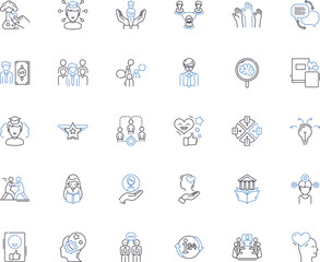 Nerking and outreach line icons collection. erking, Connections, Collaboration, Relationships, Contacts, Handshakes, Engagements vector and linear illustration. Generative AI