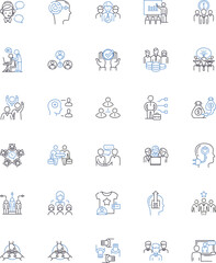 Mutual support line icons collection. Collaboration, Empathy, Synergy, Alliance, Unity, Interdependence, Assistance vector and linear illustration. Solidarity,Cooperation,Trust outline Generative AI