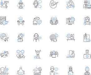 Occupations line icons collection. Surgeon, Architect, Chef, Accountant, Lawyer, Nurse, Pilot vector and linear illustration. Teacher,Barber,Singer outline signs set Generative AI