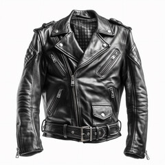 A classic, black leather motorcycle jacket. generative AI