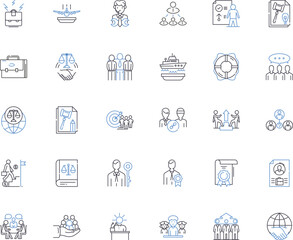 Leadership development line icons collection. Empathy, Inspiration, Adaptability, Communication, Accountability, Motivation, Vision vector and linear illustration. Generative AI