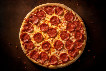 Freshly baked pepperoni pizza background - obrazy, fototapety, plakaty