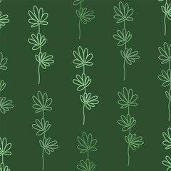 Hand drawn twigs with leaves in the doodle style