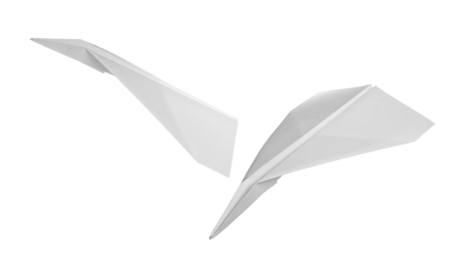 Paper airplane isolated on white background,clipping path