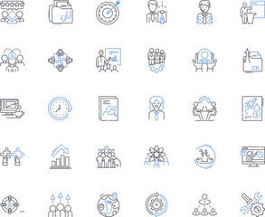 Joint partnership line icons collection. Synergy, Collaboration, Alliance, Unity, Teamwork, Cooperation, Partnership vector and linear illustration. Cohesion,Association,Co-creation Generative AI - obrazy, fototapety, plakaty