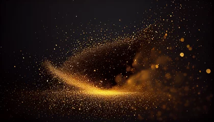 Abwaschbare Fototapete Universum Golden Sparkles on solid black background Ai generated image