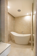 Fototapeta na wymiar vertical frame of white marble bathtub