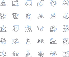 Labor output line icons collection. Efficiency, Productivity, Output, Performance, Workload, Capacity, Stakeholder vector and linear illustration. Automation,Streamline,Optimization Generative AI