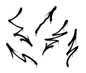Graffiti arrow with overspray in black over white. Vector graffiti image