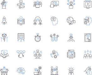 Fototapeta na wymiar Inspiration line icons collection. Motivation, Creativity, Drive, Passion, Dream, Purpose, Insight vector and linear illustration. Energy,Enthusiasm,Empowerment outline signs set Generative AI